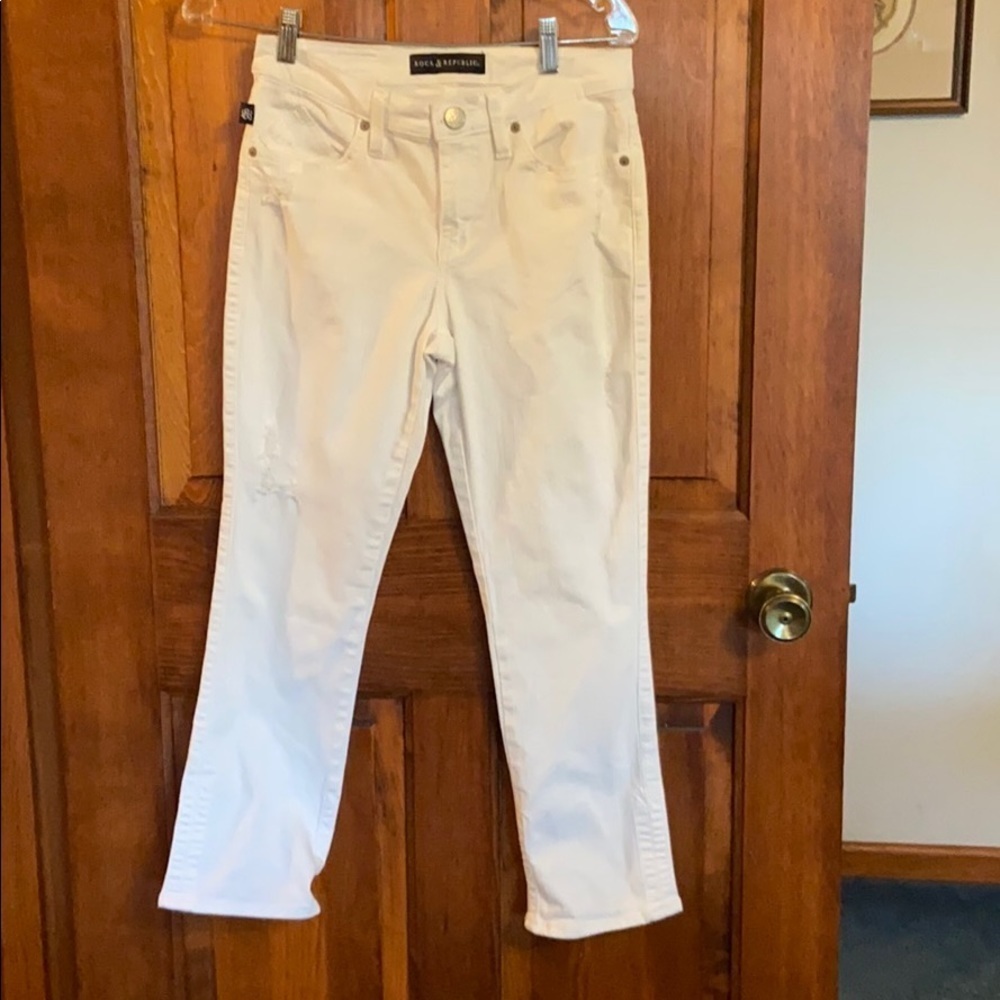 Rock & Republic White Distressed Jean Kendall